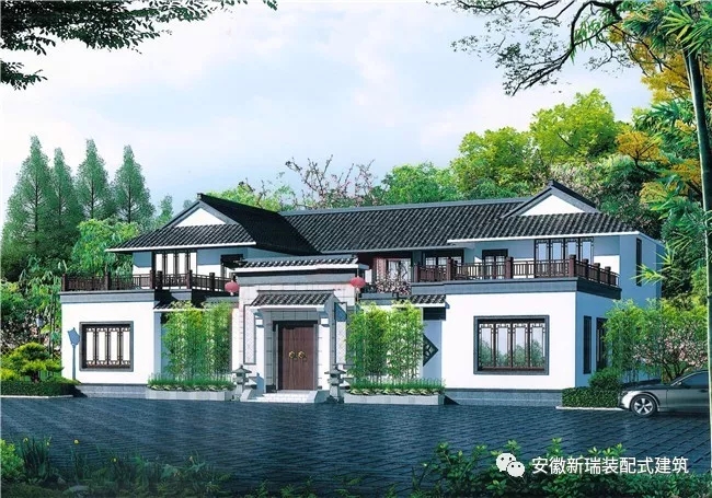二层四合院设计图-安庆轻钢房屋-安庆轻钢别墅-预制砖